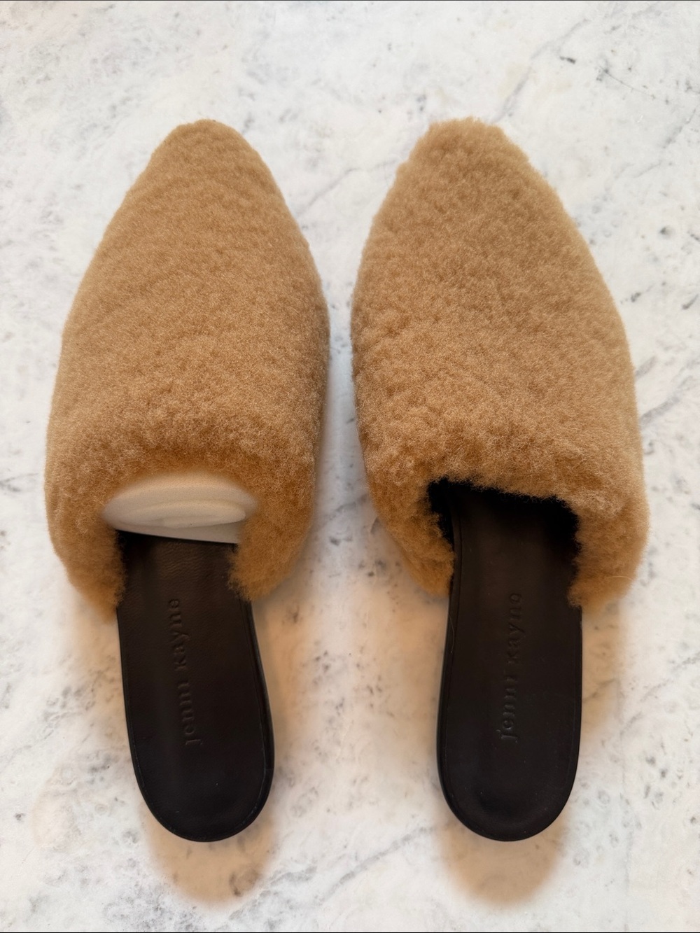 Jenni Kayne Camel Faux Shearling Slip-On Mules